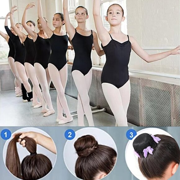 Hair Nets 4pcs Colored Elastic Covers with Flowers for Girls Dancers Skating